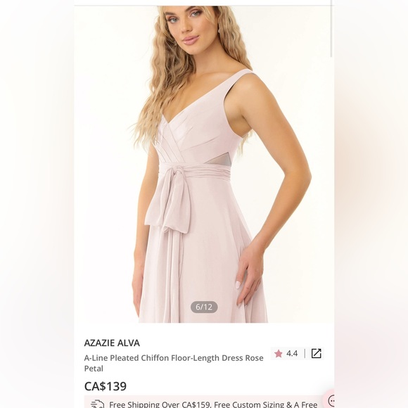 Azazie Alva Bridesmaid dress size A6 Colour Rose Petal - Picture 2 of 6